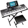 RockJam 61 Key Keyboard Piano Stand With Pitch Bend Kit, Piano Bench, Headphones, Simply Piano App &amp; Keynote Stickers