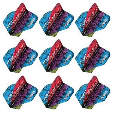 RED DRAGON Yin Yang Double Sided Peter Wright Snakebite Green, Blue &amp; Red Standard Dart Flights 3 Sets Per Pack (9 Dart Flights in Total)