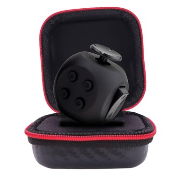 PILPOC theFube Fidget Cube, 6-Sided Stress Relief &amp; Focus Toy for Adults &amp; Kids, Boosts Concentration, Mindfulness Aid, Silent &amp; Audible Modes, Includes Carry Case for Portability (Midnight)