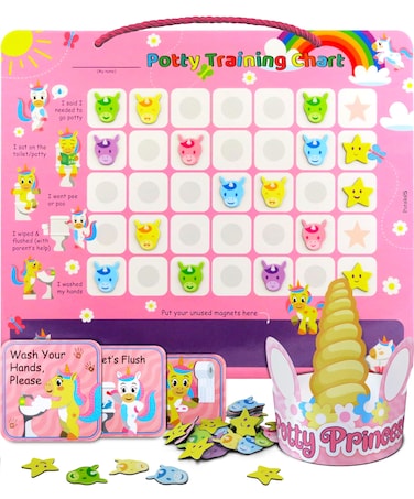 Unicorn Potty Training Chart &amp; 35 Reusable Stickers - Potty Chart, Potty Training Sticker Chart, Potty Training Chart for Toddlers Girls, Potty Training Stickers, Potty Chart for Girls with Stickers