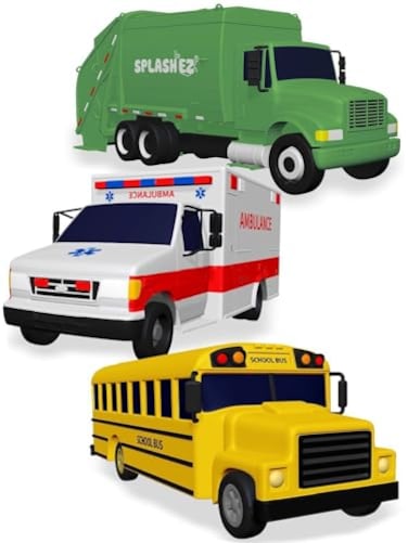 SplashEZ Mold Free Bath Toys for Babies &amp; Toddlers, Car No Hole Bath Toys for Kids, Toddler Gift, No Mold Bathtub Water Vehicles Set for Kids, Pool, BPA-Free, Safe, Fun, Infant Ages 1 3 6 12 18 Months