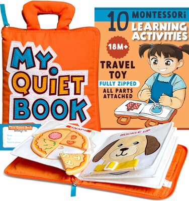 My Quiet Book - Plane Toys for Toddlers 1-3, Car Toys for Toddlers 1-3 with 10 Montessori Activities, Toddler Girl Toys, Toddler Books, Christmas Toddler Gifts Stocking Stuffers Toddler Toys 1-2