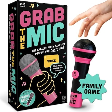 Lucky Egg Exciting Grab The Mic - The Family Karaoke Game 8+ Year Olds, 2-10 Players - Board Game for Bad Singers - 250 Lyric Cards for Fun Hilarious Games Night, Birthday Party, Kids Gift
