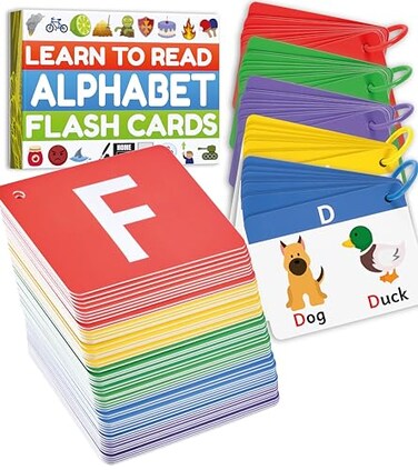 THE BAMBINO TREE Alphabet Flash Cards - ABC Jumbo Flash Cards for Kids Ages 3-6 - Lowercase &amp; Uppercase Letter Recognition Learning Game - Teacher Designed for Classroom, Preschool, Kindergarten