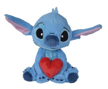 SIMBA 6315876995 Disney Lilo &amp; Stitch, Stitch, Cuddle with Heart, Valentine, Love, 25 cm, Blue and Red, from 0 Years
