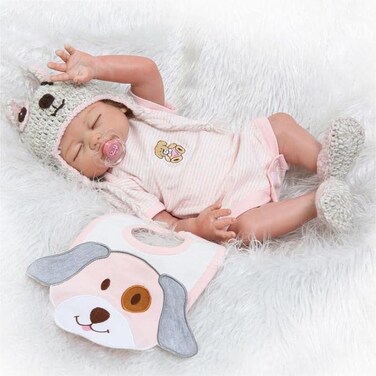 Zero Pam 20 inch Rerbon Baby Dolls Full Body Silicone Lifelike Baby Girl Doll Anatomically Correct Waterproof Doll (Girl, cloesed Eyes)