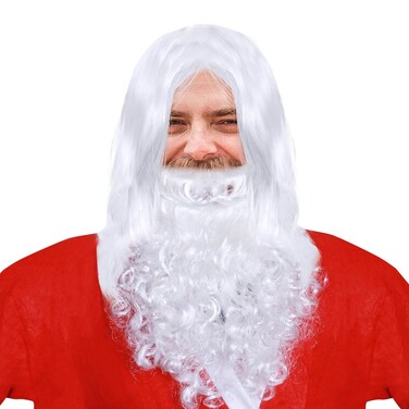 IMIKEYA Santa Beard and Wig Set: Costume Christmas Santa Claus Beard Funny Santa Beard Fake Beards for Adults Christmas Party Fancy Dress Santa Costume Accessories