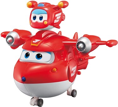 Super Wings EU750941 Transforming Jett &amp; Mini Super Pet Jett, Red
