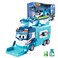 Super Wings Shine Season 7 New Marc's Garbage &amp; Cleaning Truck, Large Garbage Truck Toys for Boys, with Trash Can Lifter and Dumping Function, Green Blue Toys for Toddlers Age 3 and Up
