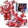 Super Wings Transformer Toys, 7" Super Robot and 2" Mini Jett Transforming Suit, 2 in 1 Racing Car-Robot Action Figure for Boys and Girls Age 3+, Gifts for Preschool Kids, Red