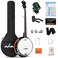ADM Banjo 5 String Full Size Banjoes Set, 38 Inch Beginner Banjo Kit with Resonator, Remo Drum Head, Open or Closed Back, Gift Package Free Lessons Starter Accessories for Adults Teenager, Brown