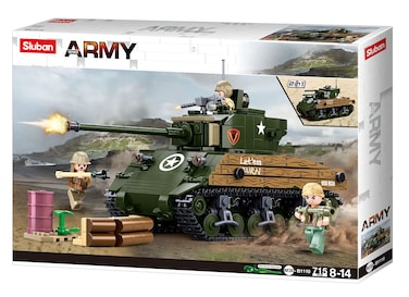 Sluban Army Blocks 2-in-1 Wwii-M4A3(76W) Medium Tank 715Pcs 8+