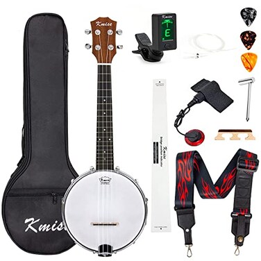 Kmise, 4, Banjolele Banjo Ukulele Concert Size 23 Inch, with Bag Tuner Strap Strings (Pickup Picks Ruler Wrench Bridge)