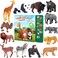 Tudoccy Safari Animals Figures Toys - 13 Realistic Wild Plastic Animal Figurines &amp; Kids Sound Book - Educational Learning Toys Gift for 3 Years Old &amp; Up Boys Girls Toddlers