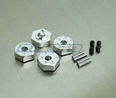 Raidenracing Aluminum Alloy 12mm X 5mm Wheel Hub Hex Drive Adaptor SCX10 CC01 F350 - Silver