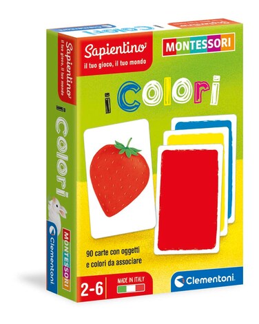 Clementoni Montessori Colours Cards 2 Years (Italian Version), Educational Game-Made in Italy, Multicoloured, 16333