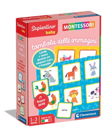Clementoni - Sapientino Baby Picture Tombola - Educational Game 1 Year (Italian Version), Montessori Games, Made in Italy, Multicoloured, 16420