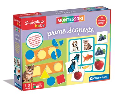 Clementoni - Sapientino Baby Prime Discoveries-Educational Game 1 Year (Italian Version), Montessori Games, Made in Italy, Multicoloured, 16421