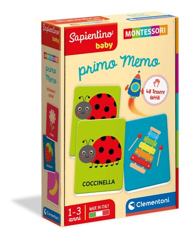 Clementoni - Sapientino Baby First Educational Memo 1 Year, Montessori Flashcards, Memory Game-Made in Italy, Italian Colour, 16432