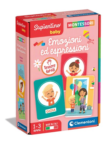 Clementoni - Sapientino Baby Emotions and Expressions-Educational Game 1 Year, Montessori Flashcards - Made in Italy, Italian Colour, 16435