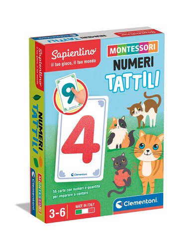 Clementoni - Sapientino Tactile Numbers-Educational Game 3 Years, Montessori Flashcards-Made in Italy, Italian Colour, 16436