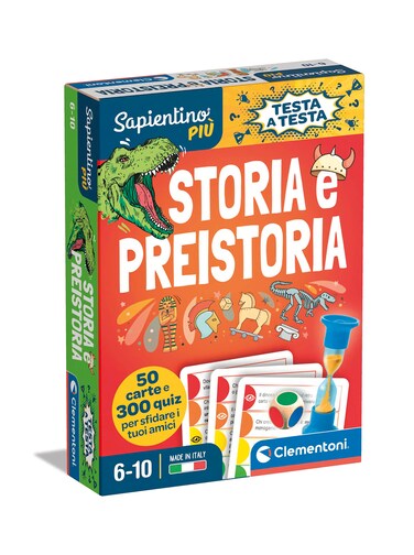 Clementoni - Sapientino Testa Prehistory-Educational Game 6 Years, Quiz, Flashcards History-Made in Italy, Colour Italian, 16442