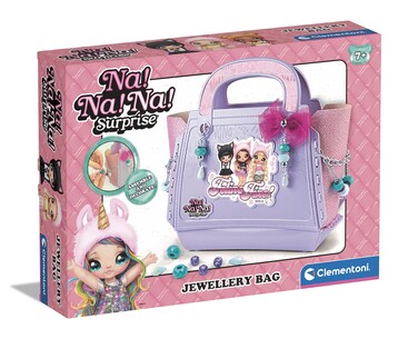 Clementoni - 18662 - Na Na Na Surprise! - Jewellery Bag, Little Girls Handbag with Jewellery Set - Kids' Craft Kits Girls 7 Years Old, Bag Making kit