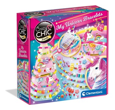 Clementoni - Crazy Chic-My Unicorn Bracelets-Kit Te, Making Set, 7 Years Play, Girls' Friendship Bracelets, Craft, Multicoloured, 18792
