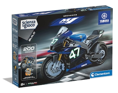 Clementoni - Scienza Build M1 Model Yamaha, Miniature Children's Kit, Mechanical Laboratory, Motorcycle for Building, Science Game 8 Years, Made in Italy, Colour Italiano, 19294