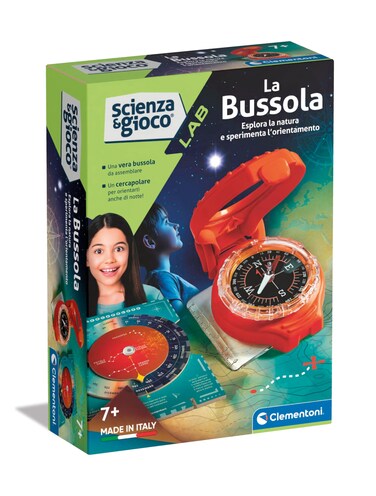 Clementoni Spiel Lab Orientation - Scientific Laboratory 7 Years, Experiments of Science, Magnetism, Compass Children to Assemble, in Italian, Made in Italy, Multi-Colour, 19376