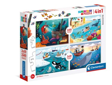 Clementoni 21308, Seaworld Puzzles for Children - 2 x 20pc + 2X 60 Pieces, Ages 3 Years Plus