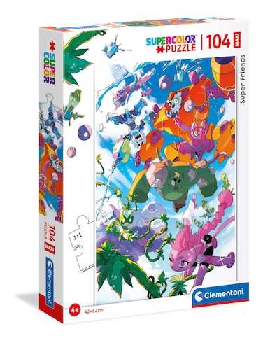 Clementoni 23754, Super Friends Supercolor Maxi Puzzle for Children -104 Pieces, Ages 4 Years Plus