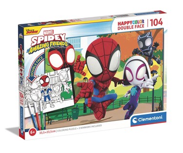 Clementoni - 25727 - Supercolor Puzzle Double Face Marvel Spidey - 104 Pieces - Jigsaw Puzzle for Kids Age 6