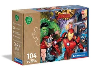 Clementoni - 27528 - Puzzle Play for Future - Marvel Avengers - 104 Pieces - Jigsaw Puzzles for Kids Age 6-100% Recycled Materials - Made in Italy, Cartoon Puzzles