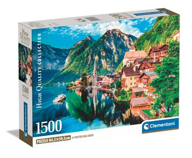 Clementoni 31714 Jigsaw Collection-Hallstatt 1500 Pieces-Poster Included, Puzzle for Adults 14-99 Years, Gift for Men/Women, Made in Italy, Multicolor