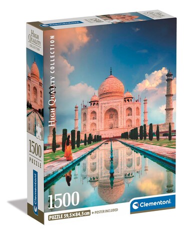 Clementoni Jigsaw Puzzle Collection - Taj Mahal 1500 Pieces - Poster Included, Puzzle for Adults 14-99 Years, Gift for Men/Women, Monument, India, Made in Italy, 31718