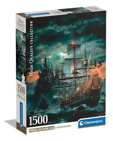 Clementoni Jigsaw Puzzle Collection - The Pirates Ship 1500 Pieces - Poster Included, Puzzle for Adults 14-99 Years, Gift for Men/Women, Illustration, Made in Italy, 31719