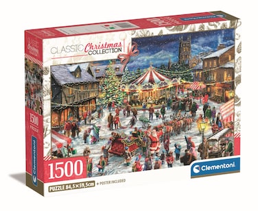 Clementoni Jigsaw Puzzle The Christmas Fair 1500 Pieces - Compact Box, Puzzle for Adults 14-99 Years, Gift for Men/Women, Made in Italy, 31725
