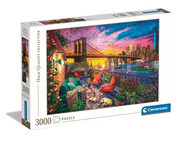 Clementoni - 33552 Collection Manhattan Balcony Sunset - Jigsaw Puzzle 3000 Pieces, Jigsaw Puzzle for Adults - Made in Italy