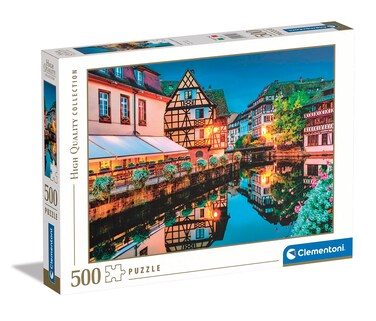 Clementoni - Le Vieux Strasbourg - Puzzle of 500 Pieces - Patience and Reflection Game - Landscape Format - Net Image - 49 x 36 Cm - from 14 Years