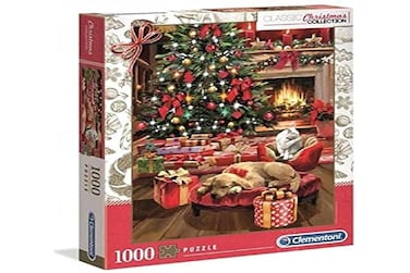Clementoni Collection-Christmas by The Fire 1000 Pieces, Christmas-Made in Italy, Adult Jigsaw Puzzle, 39580, Multi-Colour