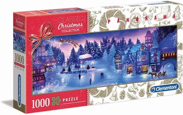 Clementoni Panorama Christmas Dream Collection, 1000 Pieces, Christmas, Panoramic Made in Italy, Puzzle Adult, 39582, Multi-Colour