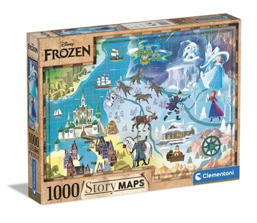 Clementoni 39666 1000pcs 2 Disney Maps Frozen 1000 Pieces, Made in Italy, Jigsaw Puzzle for Adults, Multicolor, Medium