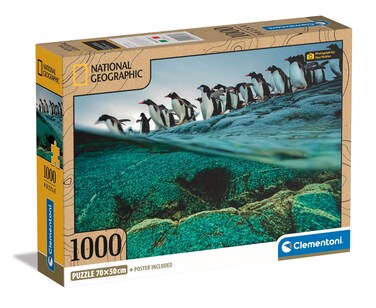 Clementoni - 39730 - Puzzle National Geographic - Gentoo Penguins - Jigsaw Puzzle 1000 Pieces, Jigsaw Puzzle for Adults, Puzzle Animals - Made in Italy