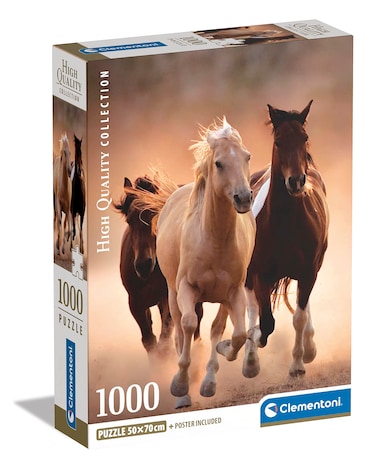 Clementoni Running Horses Collection-1000 Pieces-Puzzle, Entertainment for Adults-Made in Italy, 39771