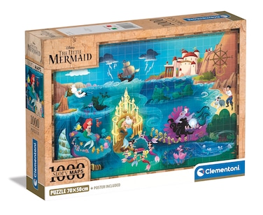 Clementoni - 39783 - Puzzle Disney Maps Little Mermaid - 1000 Pieces - Adult Puzzle, Entertainment for Adults - Made in Italy