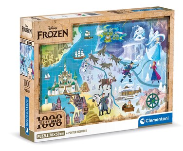 Clementoni Disney Maps Frozen-1000 Pieces-Puzzle, Entertainment for Adults-Made in Italy, 39784