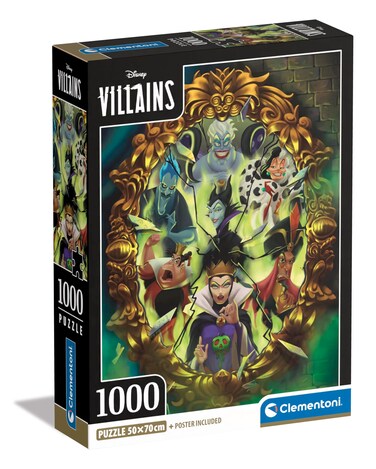 Clementoni - Disney Villains Collection Villains-1000 Pieces Puzzle, Vertical, Fun for Adults, Made in Italy, Multicoloured, 39812