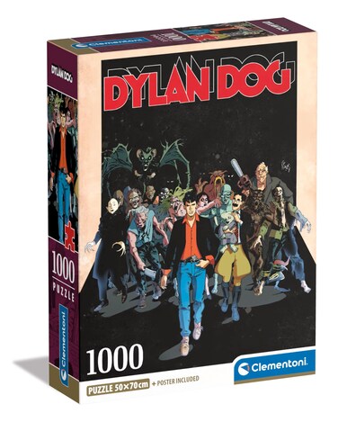 Clementoni - Dylan Dog Dog-1000 Pieces, Comic Puzzle, Author Illustrations, Vertical, Fun for Adults, Made in Italy, Multicoloured, 39818