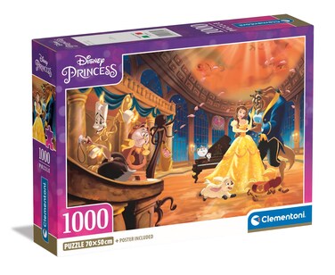 Clementoni Jigsaw Puzzle Disney The Belle and The Beast 1000 Pieces - Poster Included, Puzzle for Adults 14-99 Years, Gift for Men/Women, Disney Princess, Made in Italy, 39854